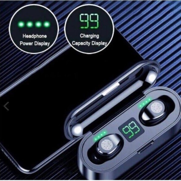 F9 Wireless Touch Headset Digital Display Bilateral Call Lg Battery Compartment - Picture 2 of 8